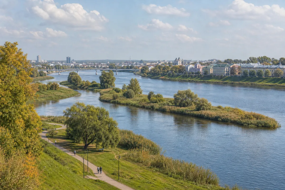 Illustration der Flusslandschaft von Tver